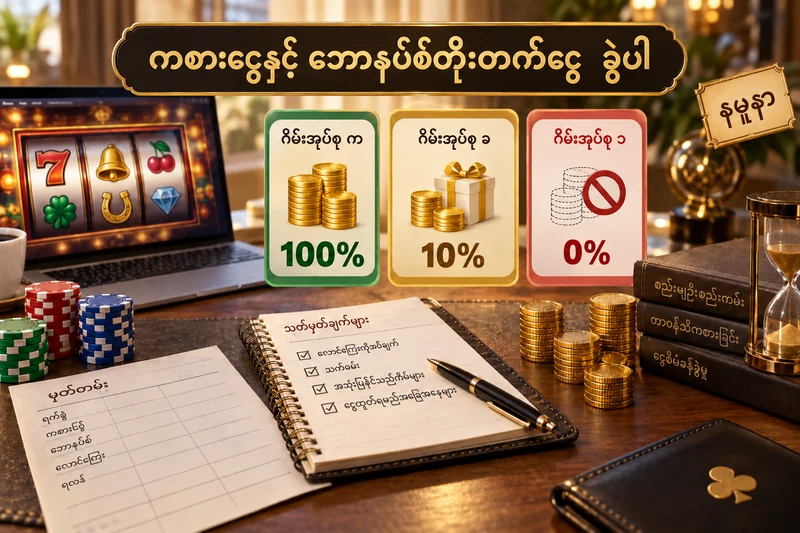 ဂိမ်းအလိုက် 100%၊ 10% နှင့် 0% ထည့်တွက်မှုနမူနာပါ ဘောနပ်စ်စည်းကမ်းဖတ်ပုံ